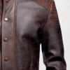 Daniel's Distressed Vintage Brown Charm Leather Bomber Jacket