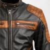 Men High-Gloss Orange Black Waxed Leather Jacket