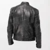 High-Quality Black Leather Vintage Cool Jacket with Fitted Silhouette back