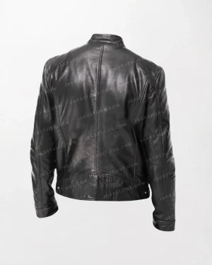 High-Quality Black Leather Vintage Cool Jacket with Fitted Silhouette back