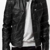 High-Quality Black Leather Vintage Cool Jacket with Fitted Silhouette body