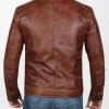 Men Austin Waxed Leather Jacket in Rich Chocolate Brown back