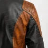 Men High-Gloss Orange Black Waxed Leather Jacket