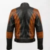 Men High-Gloss Orange Black Waxed Leather Jacket