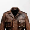 Men Military Style Vintage Leather Jacket