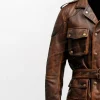 Men Military Style Vintage Leather Jacket
