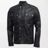 Men's Black Leather Jacket Gold Buttons - Black, Zipper Front
