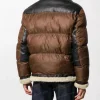 Men’s Front Full Zipped Puffer Leather Jacket Back