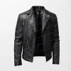 Men's Leather Motorcycle Washed Leather Jackets Fashion Stand