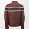 Mens Retro Red Waxed Leather Jacket Back