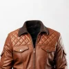 Mens Slim Fit Leather Bomber Jacket