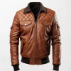Men's Slim Fit Leather Bomber Jacket - Sleek and Stylish