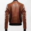 Mens Slim Fit Leather Bomber Jacket