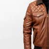 Mens Slim Fit Leather Bomber Jacket