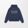 Navy Blue For The Culture Crystal Hoodie - 'Culture' Text in White, Drawstring Hood, Kangaroo Pockets