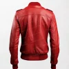 Red High-Quality Leather Jacket Featuring Strap Pockets