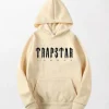 White Trapstar Hoodie - Traps Text in black, Drawstring Hood, Kangaroo Pocket, Ribbed Cuff and Hem