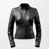 Women Ava Lightweight Stylish Black Leather Jacket - Sleek and Modern