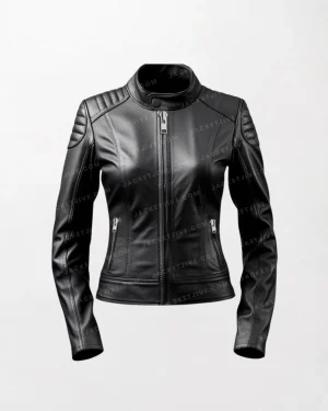Women Ava Lightweight Stylish Black Leather Jacket - Sleek and Modern