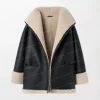 Women B3 RAF Aviator Sheepskin Leather Jacket Open