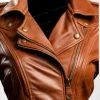 Women Fashionable Asymmetrical Brown Leather Jacket