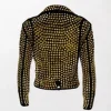 Women Golden Studded Cowhide Brando Jacket Back
