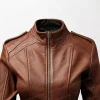 Women Premium Real Leather Brown Style Jacket