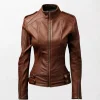 Women Premium Real Leather Brown Style Jacket - Elegant and Durable