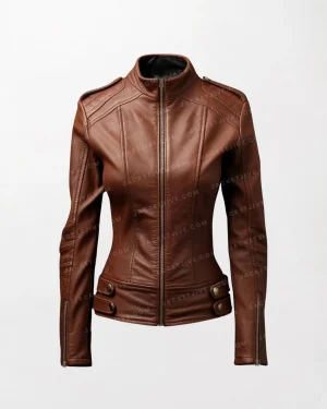 Women Premium Real Leather Brown Style Jacket - Elegant and Durable