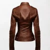 Women Premium Real Leather Brown Style Jacket