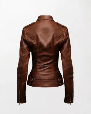 Women Premium Real Leather Brown Style Jacket