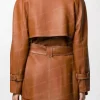 Women’s Brown Belted High-Quality Leather Coat back