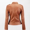 Women's Genuine Tan Biker Leather