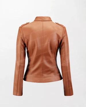 Women's Genuine Tan Biker Leather