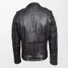 Daylen Black Leather Biker Jacket for Men with Zippered Front and Smooth Texture back