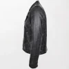 Daylen Black Leather Biker Jacket for Men with Zippered Front and Smooth Texture left side