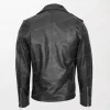 Men's Brando Style Johnny Black Leather Motorcycle Jacket with Red Lining and Zip Closure back