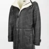 Men’s Coat Vincent Black White with Shearling Cuffs and Flap Pockets Right side