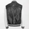 Mens Garry Black and White Leather College Boy Varsity Jacket Fitted Design back