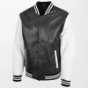 Mens Garry Black and White Leather College Boy Varsity Jacket Fitted Design left side