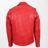 Men's Kyle Heavy Duty Red Leather Biker Jacket with Zippered Chest Pocket back