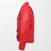 Men's Kyle Heavy Duty Red Leather Biker Jacket with Zippered Chest Pocket left side