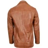 Men's Soft Leather Blazer David in Tan with Classic Three Button Front and Slim Fit back