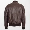 Ryan Brown Leather Bomber Jacket with Smooth Texture and Uniform Leather Details back
