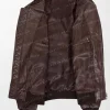 Ryan Brown Leather Bomber Jacket with Smooth Texture and Uniform Leather Details open side