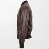 Ryan Brown Leather Bomber Jacket with Smooth Texture and Uniform Leather Details right side