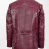 Salcombe Men's Burgundy Leather Peacoat with Classic Pea Coat Style and Regular Fit back