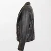 Sean Men's Vintage Black Leather Motorcycle Jacket with Quilted Chest and Zippered Closure left side