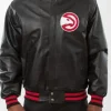 Atlanta Hawks college style varsity jacket featuring team colors and logo