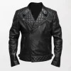 Conroy Leather Biker Jacket by All Saints featuring a classic design with zippers and a distressed leather finish.